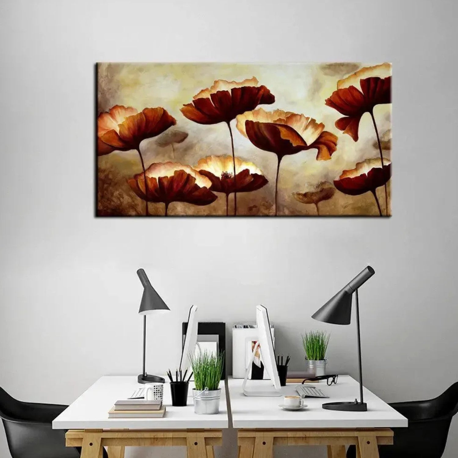 Abstract Brown Floral Canvas Printed Painting For Home Decor