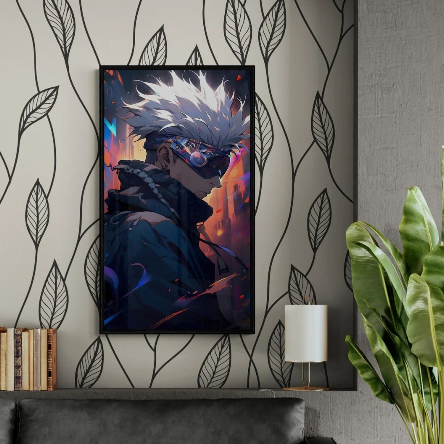 Abstract Satoru Gojo Jujutsu Kaisen Star Aura Anime Canvas Art