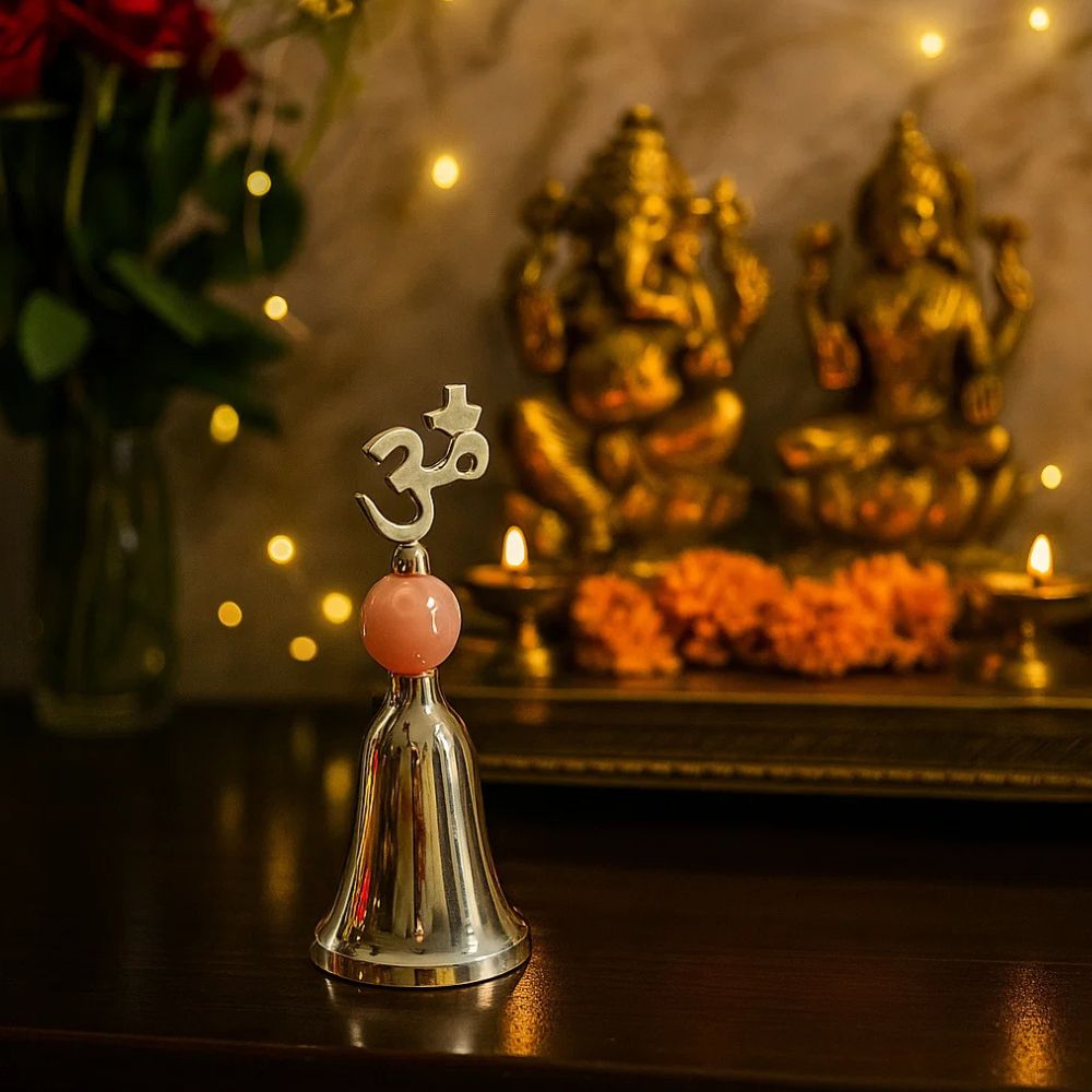 Elegant Silver Plated Shuddh Om Ghanti With Spiritual Significance