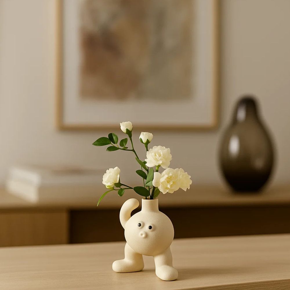 Playful Big Feet Ceramic Vase in Hip Hop Cartoon Style