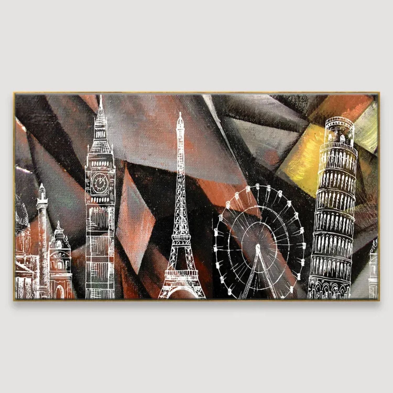 Stylish Wall Art Showcasing World Famous Monuments Scenery Painting