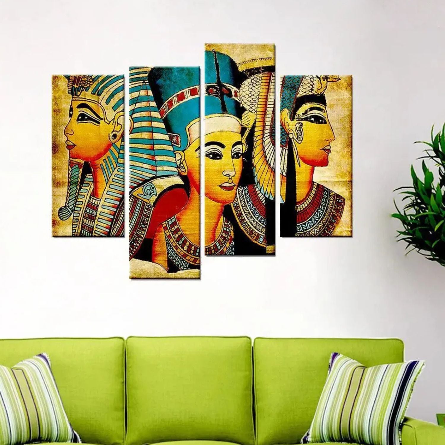 Ancient Egyptian Pharaohs Canvas Wall Art 4-Panels Framed Set