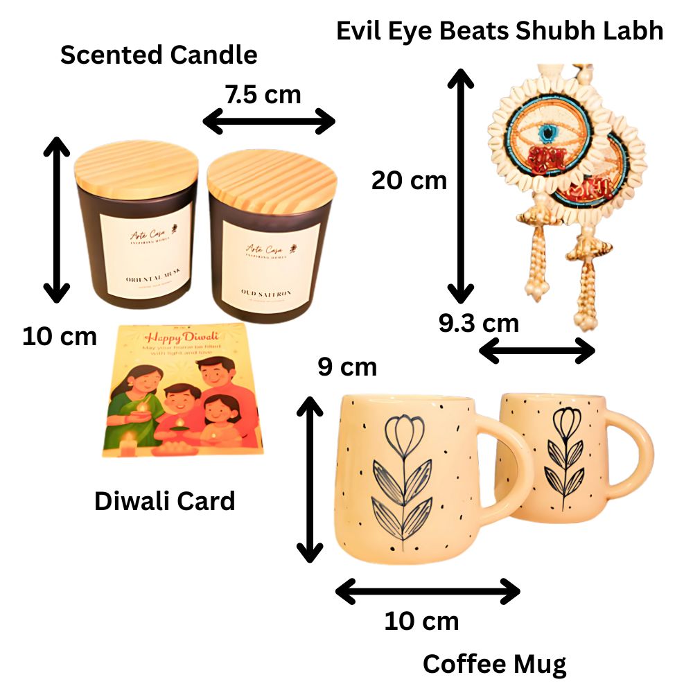 Sips & Sparks Diwali Gift Box With Hand-Painted Mugs & Scented Candles