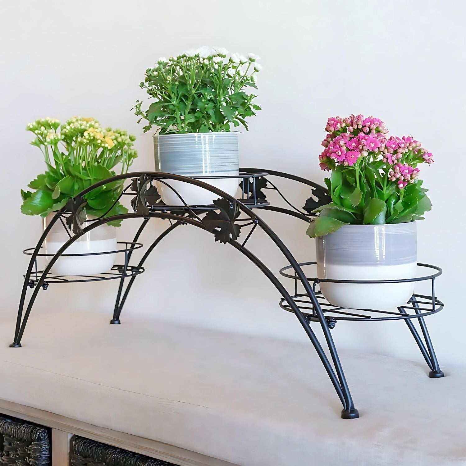 Modern Multi-Tier Metal Plant Stand For Indoor & Outdoor Decor - 3 Pot Holder