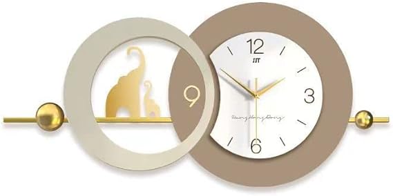 Stylish Wall Clock with Elephant Art – Modern Metal Frame for Living Room & Office Décor
