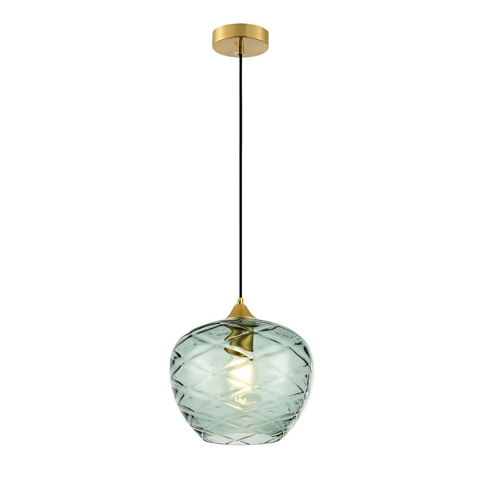 Elegant Amber, Green & Coffee Diamond-Cut Glass Pendant Light For Modern Interiors