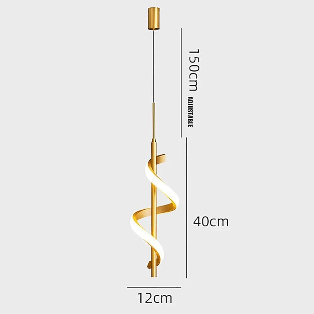 3C LED Luxurious Spiral Pendant Light with GD Metal Finish