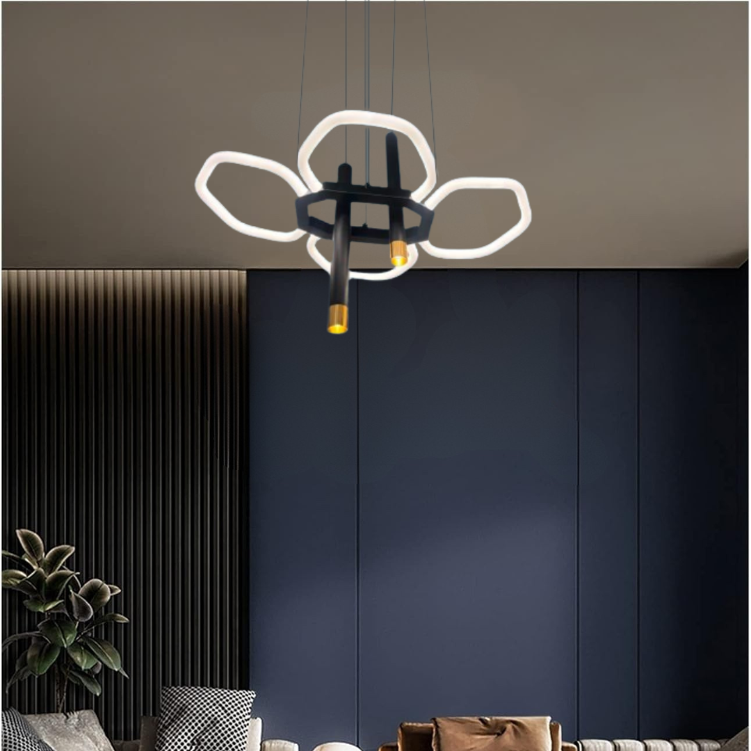 Modern Hexagonal LED Chandelier – Artistic Hanging Light Fixture