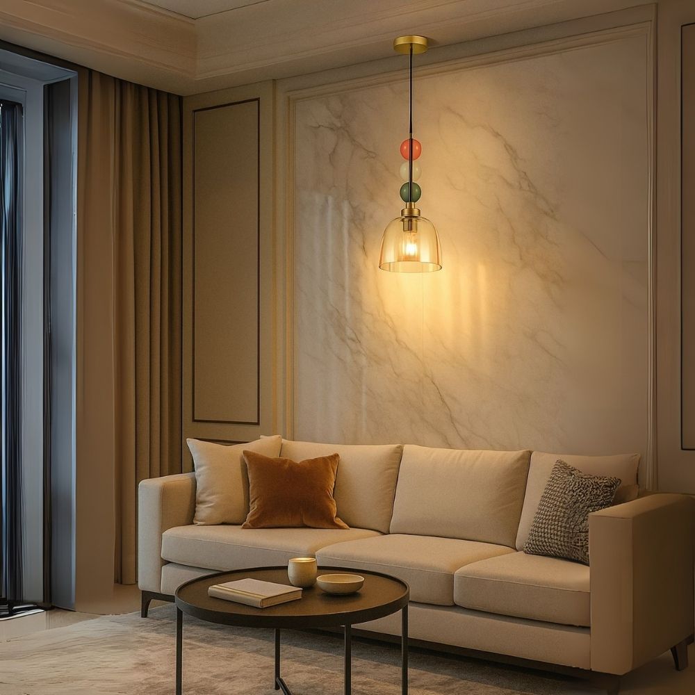 Elegant Glass Pendant Light - Modern Ceiling Hanging Lamp With Colorful Beads