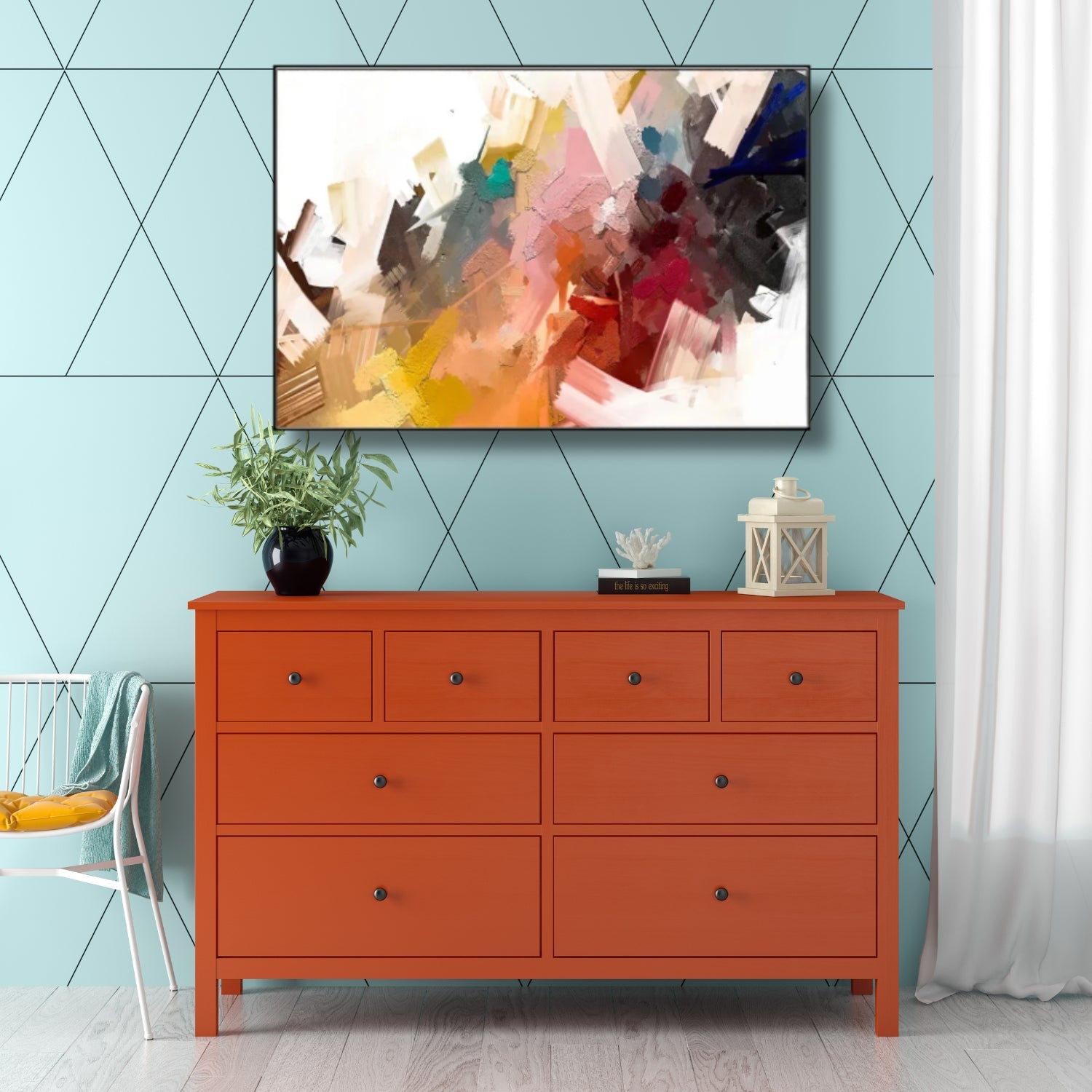 Vibrant Abstract Color Splash Framed Canvas Wall Art