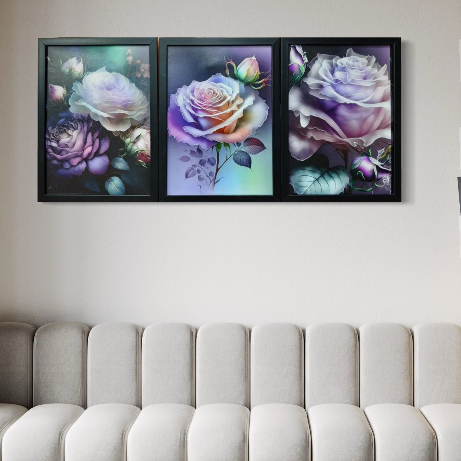 Elegant Purple Rose Canvas Wall Art Set for Modern Interiors