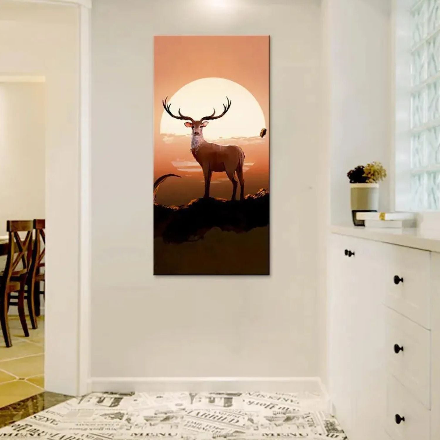 Majestic Deer Sunset Canvas Wall Art For Living Room