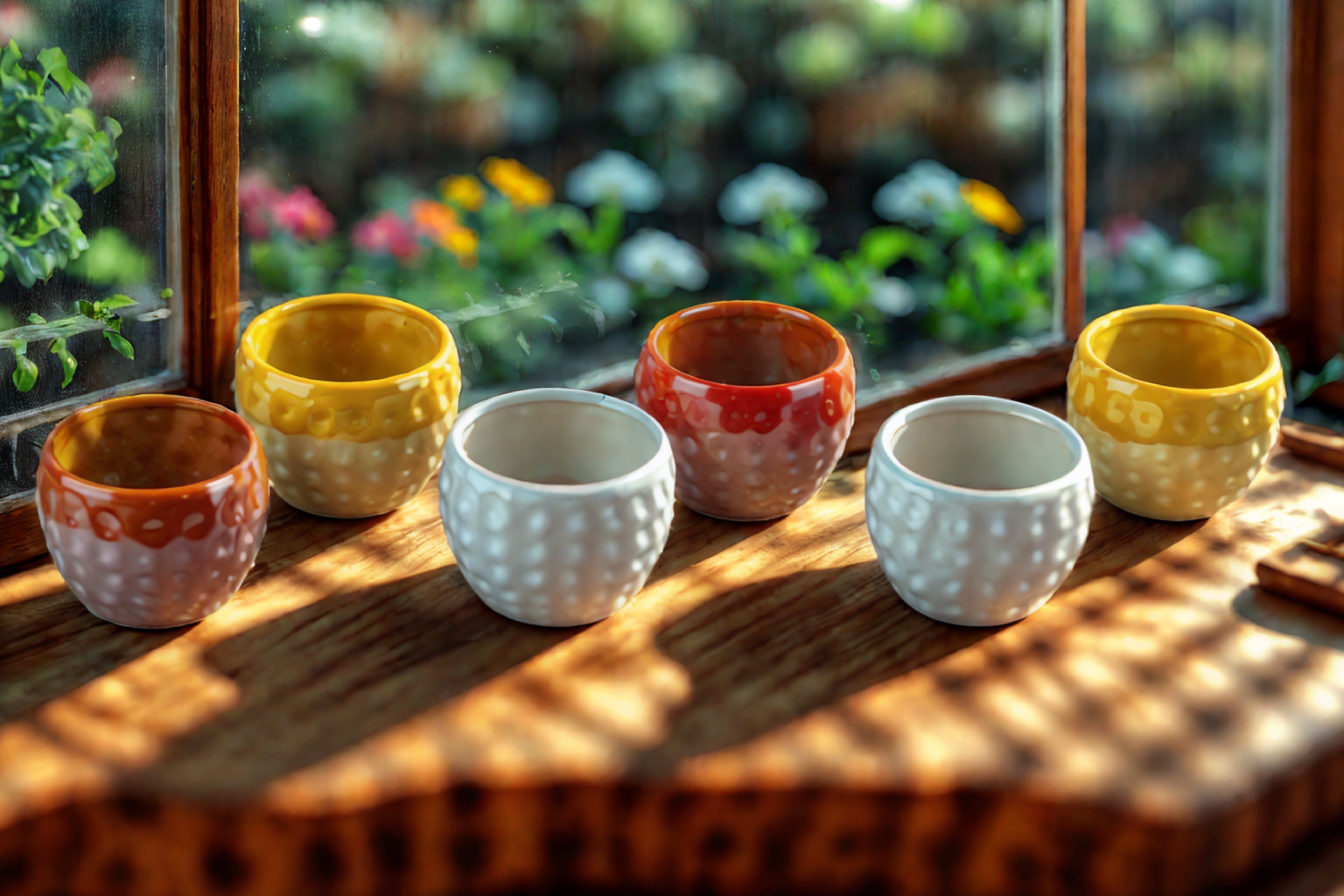 Elegant 3" Hammered Tabletop Pots - Multicolor, Set of 6 - Nestern