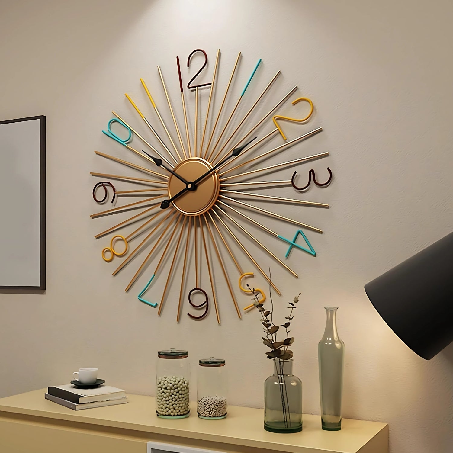 Large Color Numbers Wall Clock Adding Vibrant Charm Decor