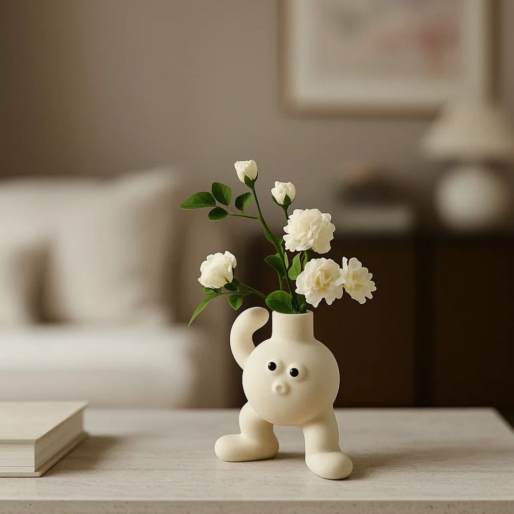 Playful Big Feet Ceramic Vase in Hip Hop Cartoon Style