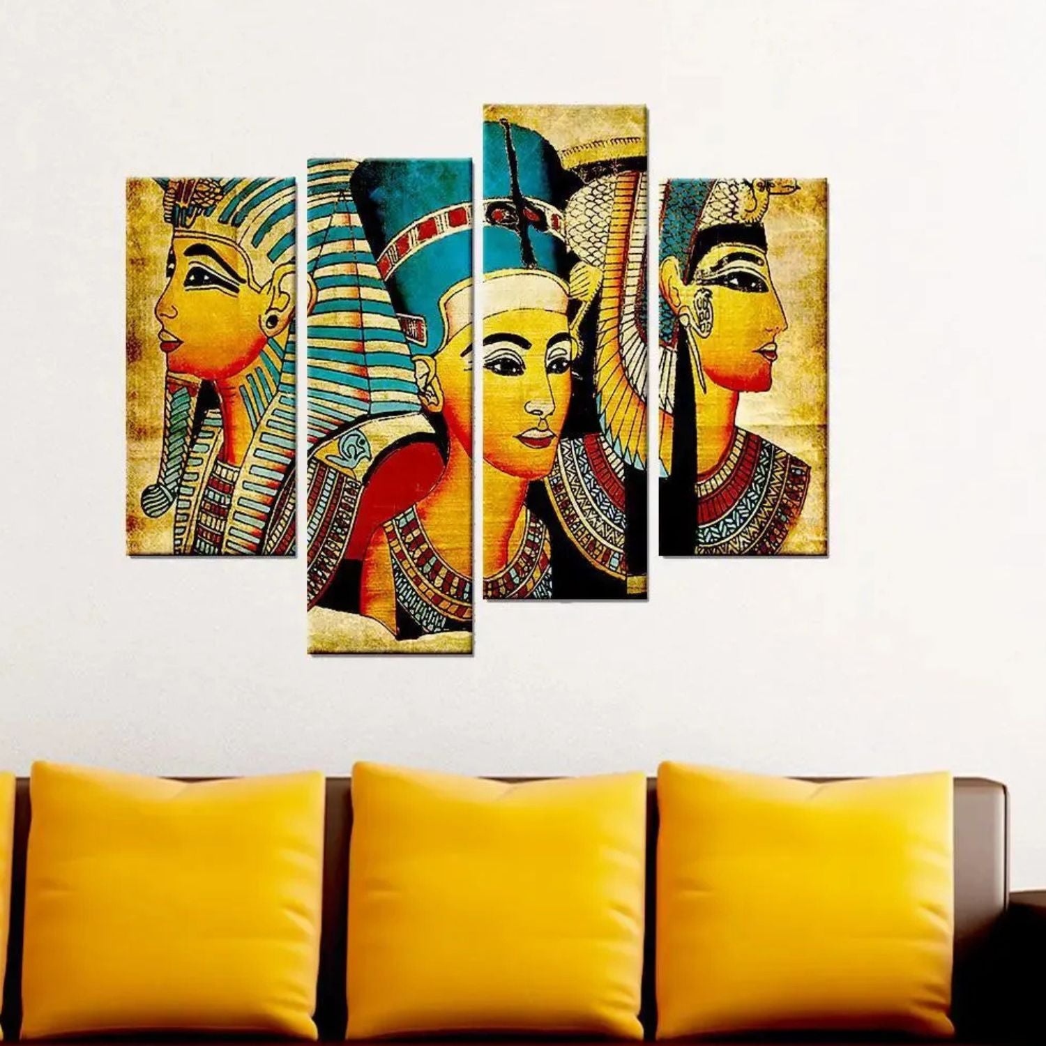 Ancient Egyptian Pharaohs Canvas Wall Art 4-Panels Framed Set