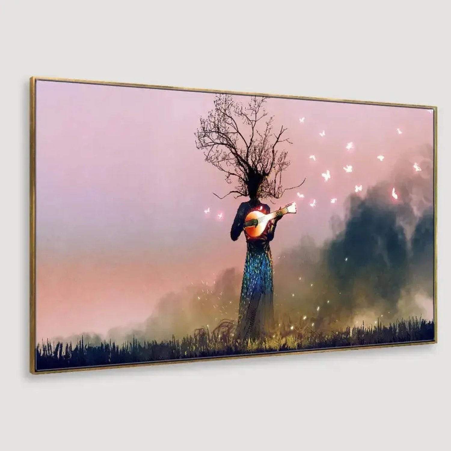 Beautiful Surreal Artwork of Tree Woman Playing Guitar