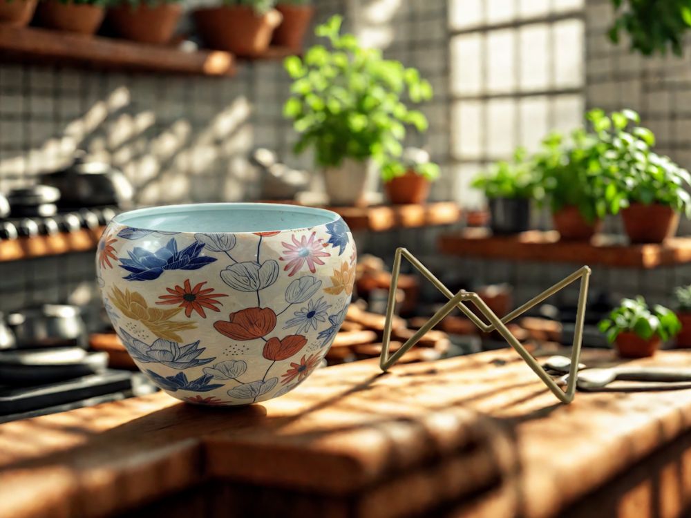 Charming 5" Orchid Pot - Floral Print Design with Stand - Nestern