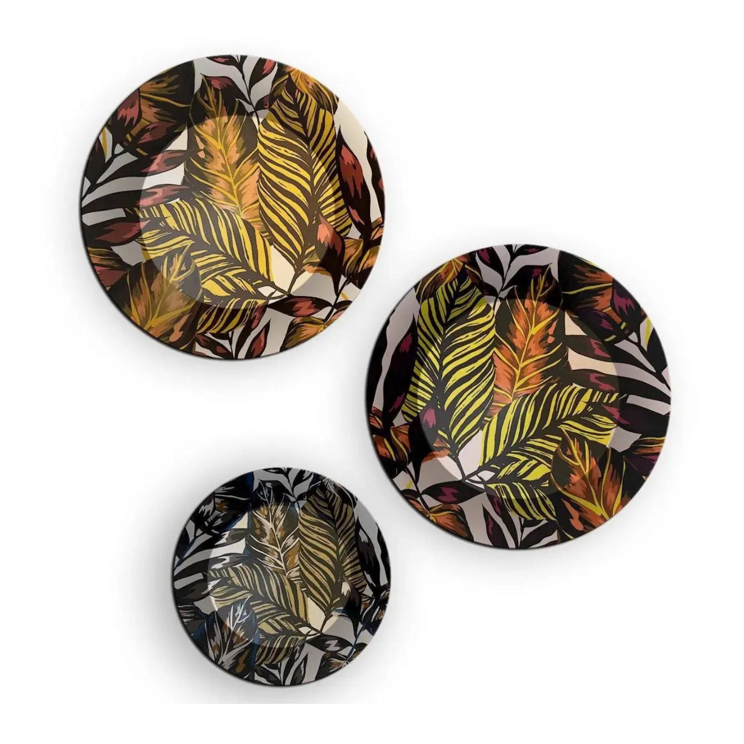 Luxury Leaf Pattern Ceramic Wall Plates For Home Decor