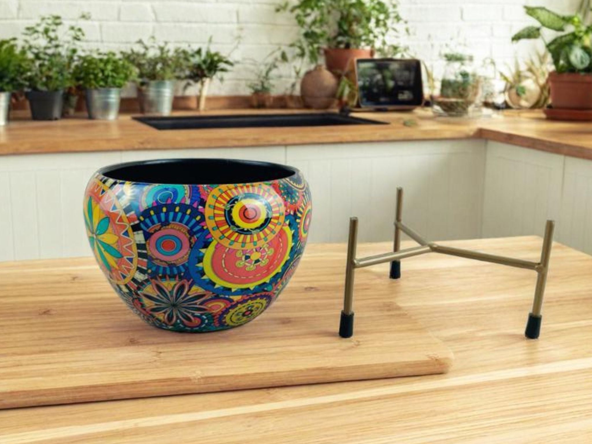 Royal 5" Orchid Pot - Rajwada Print Design with Stand - Nestern