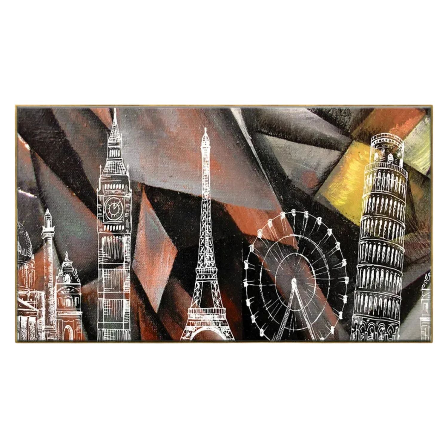 Stylish Wall Art Showcasing World Famous Monuments Scenery Painting