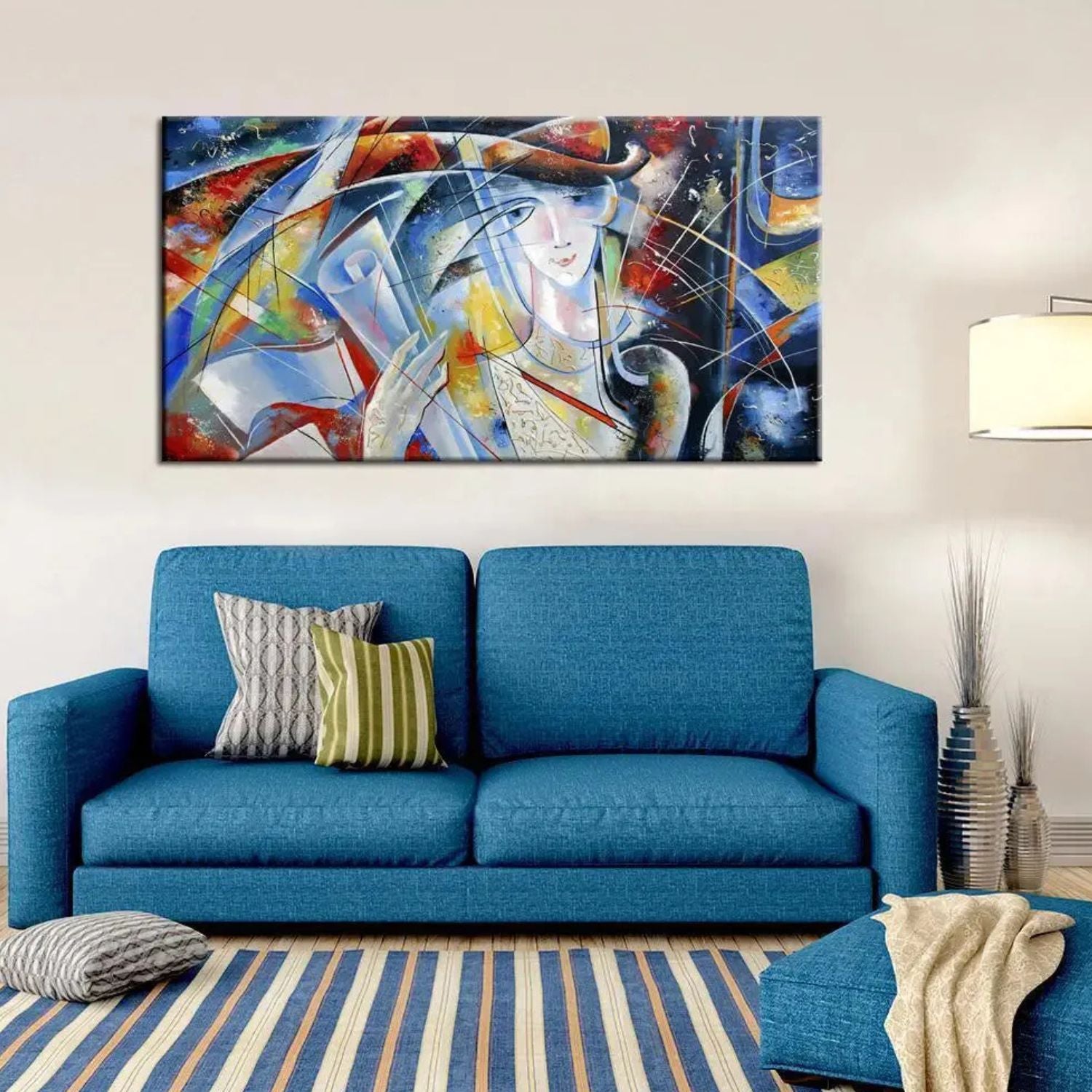 Elegant Abstract Woman Face Panoramic Canvas Wall Art