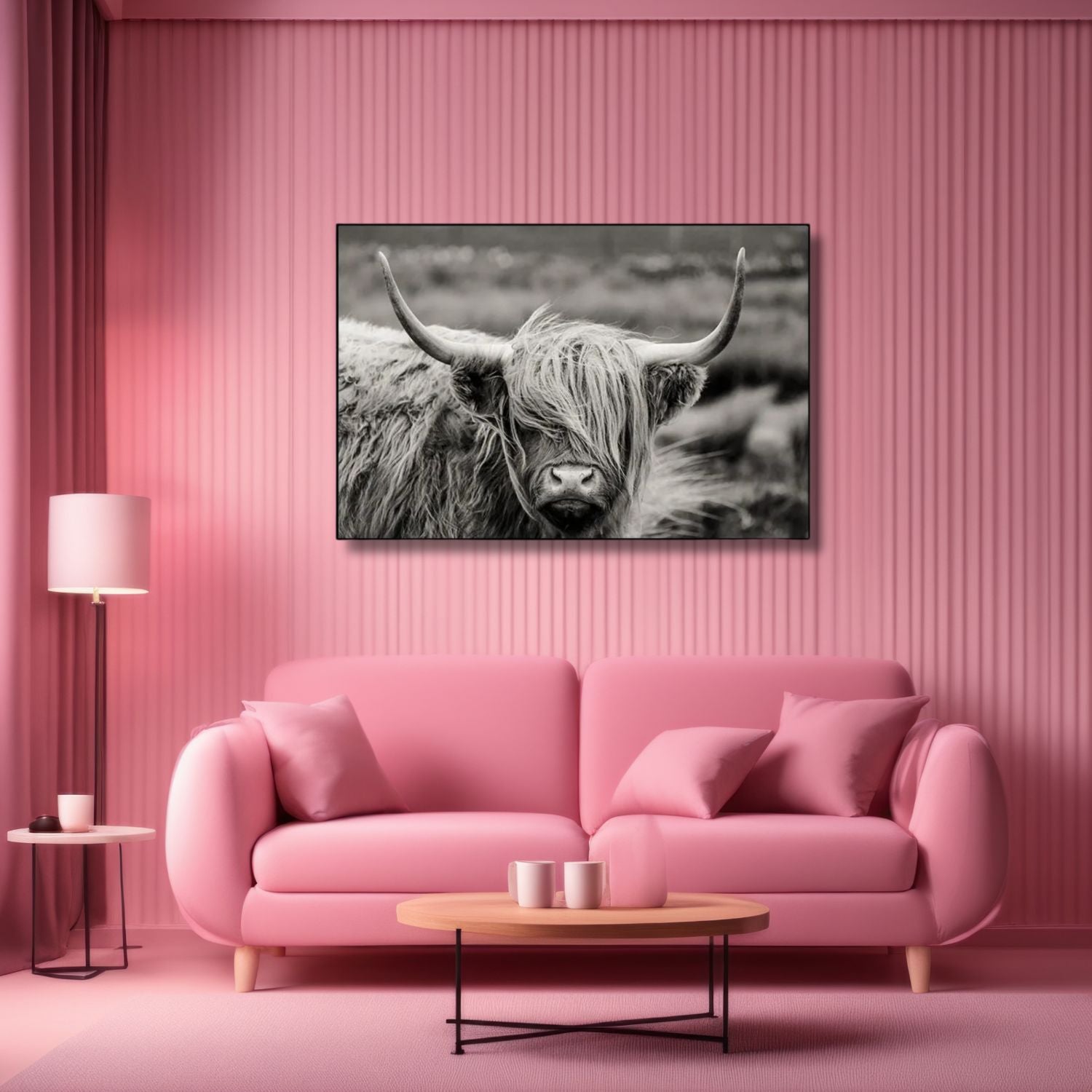 Stunning Black and White Highland Cow Canvas Wall Art