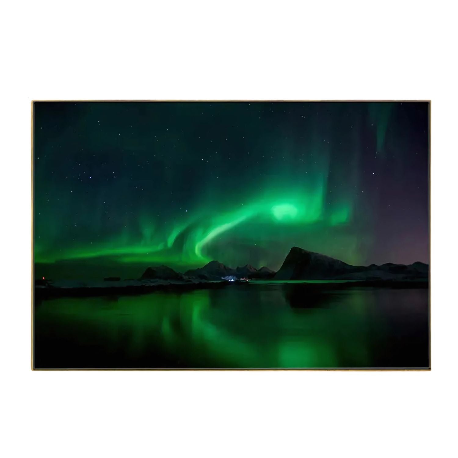 Abstract Northern Lights Over Lofoten Islands Framed Canvas Wall Art