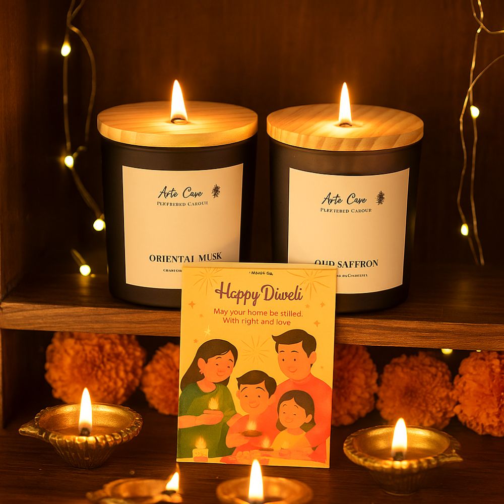 Sips & Sparks Diwali Gift Box With Hand-Painted Mugs & Scented Candles