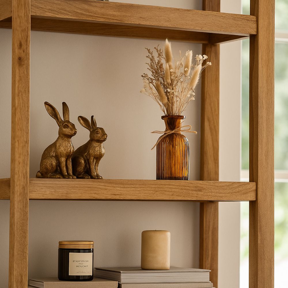 Rustic Bloom Dried Floral Arrangement in Brown Glass Jar - Gift Set