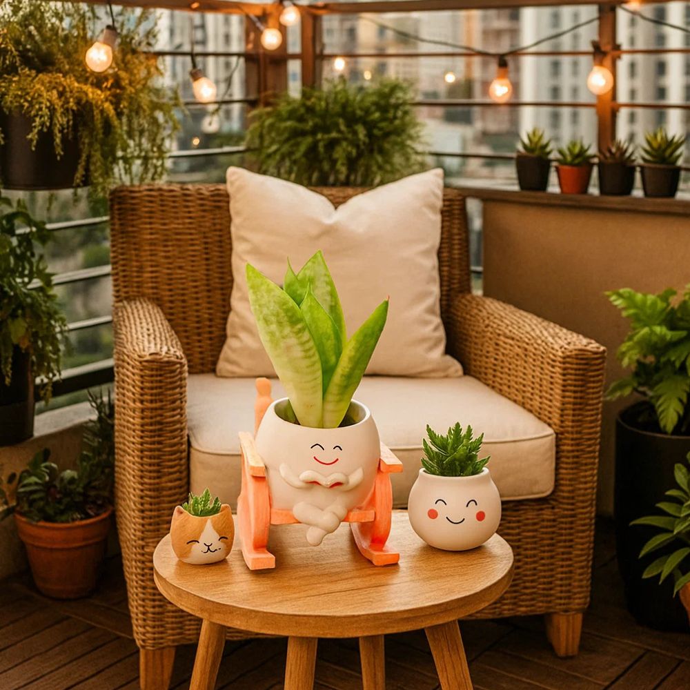 Whimsical Seat of Stories Planter With Cart Design For Home Decor