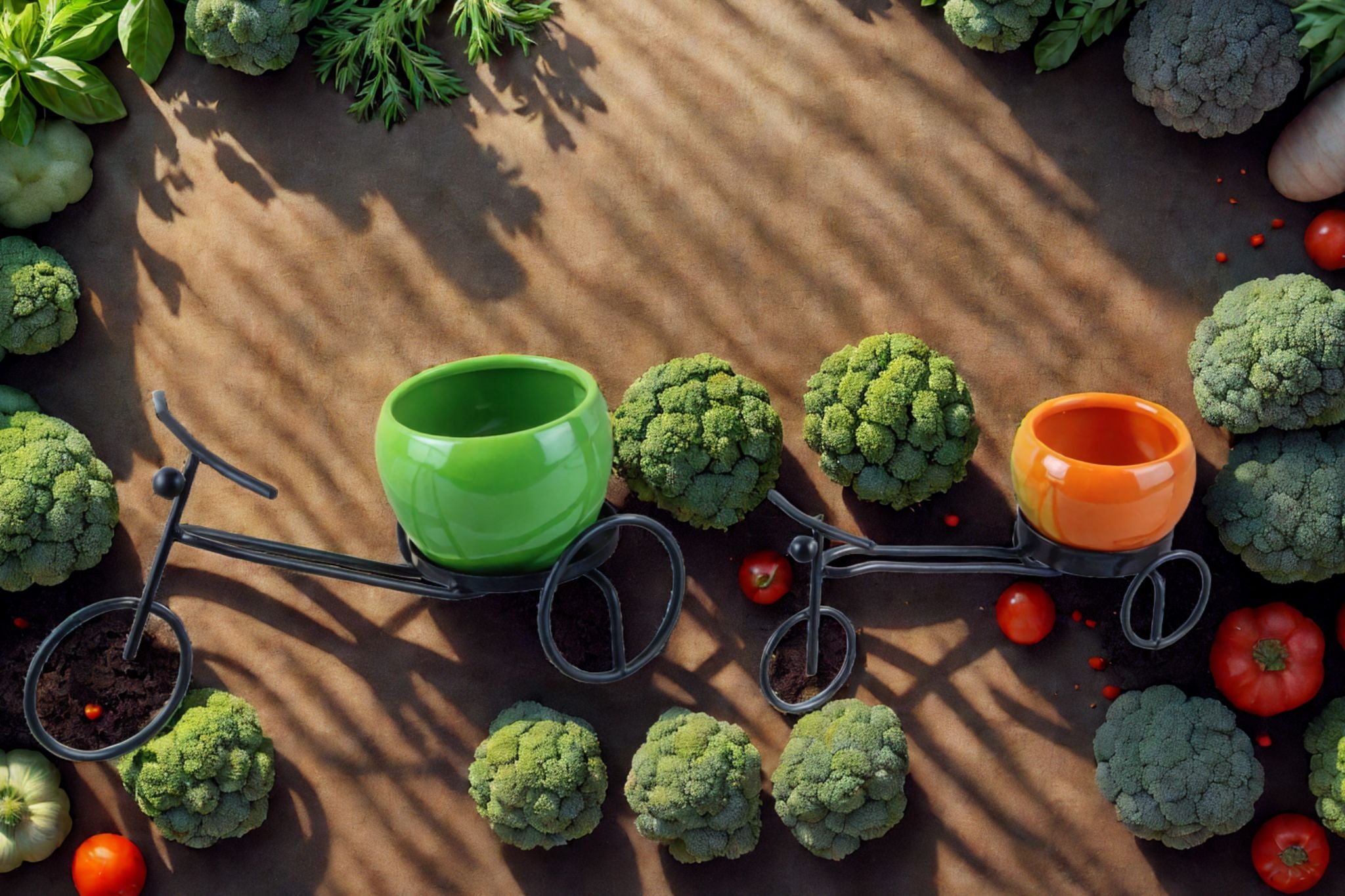 Unique Iron Rickshaw with Orchid Pot - Set of 2 - Nestern