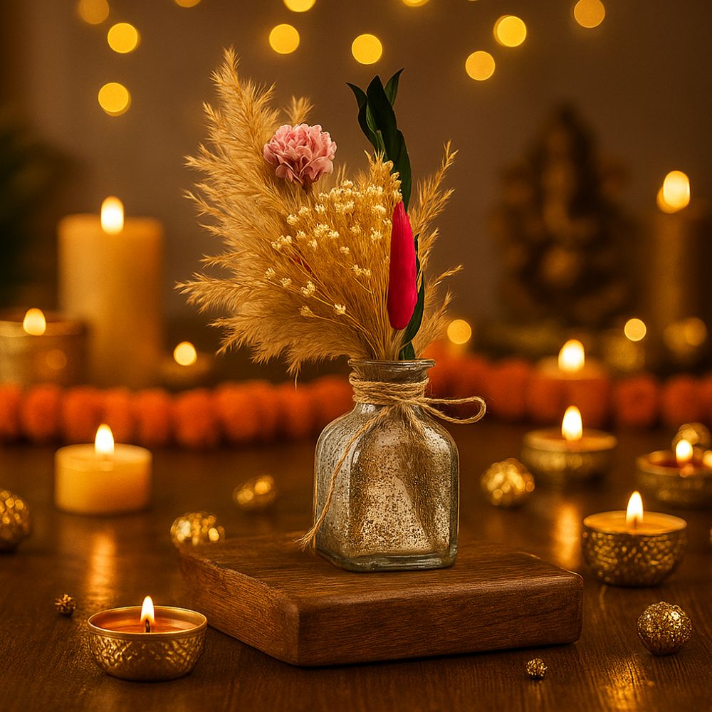 Sweet Blossom Decorative Floral Jar in Elegant Diwali Gift Set