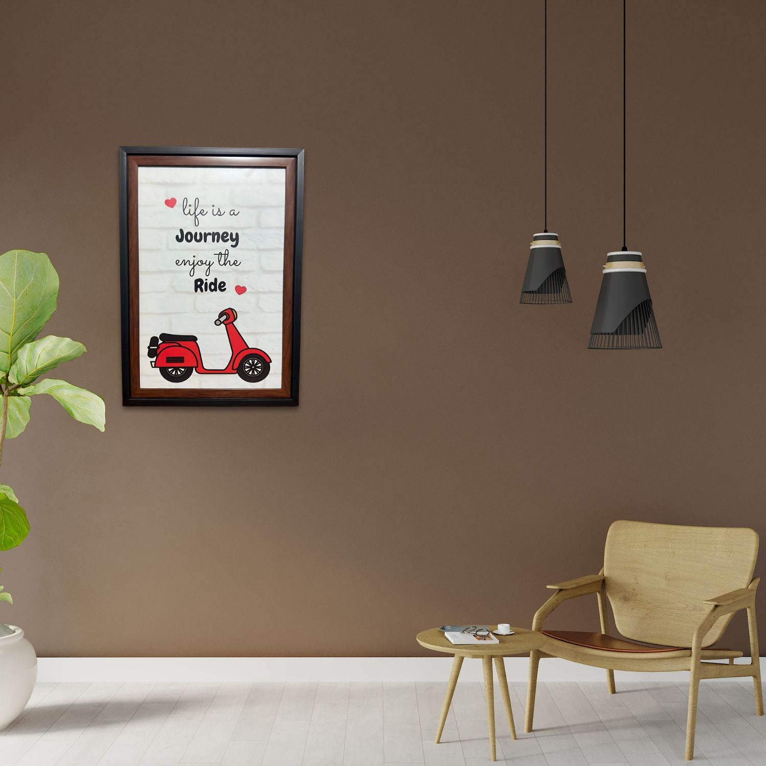 Life Is A Journey Scooter Art With Frame - Motivational Wall Decor