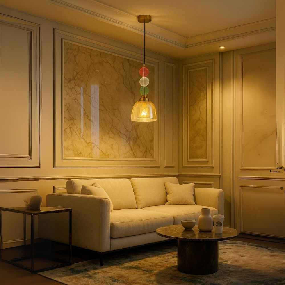 Elegant Glass Pendant Light - Modern Ceiling Hanging Lamp With Colorful Beads