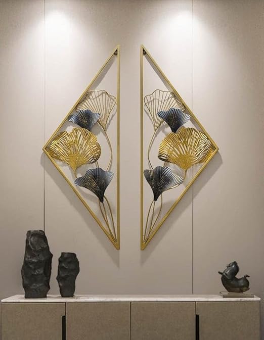 Geometric Metal Ginkgo Leaf Wall Art – Luxe 3D Decor