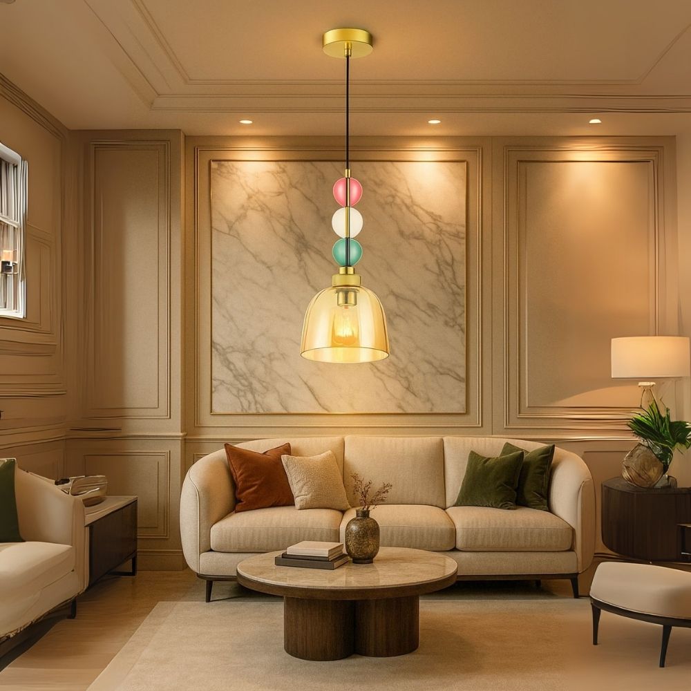 Elegant Glass Pendant Light - Modern Ceiling Hanging Lamp With Colorful Beads