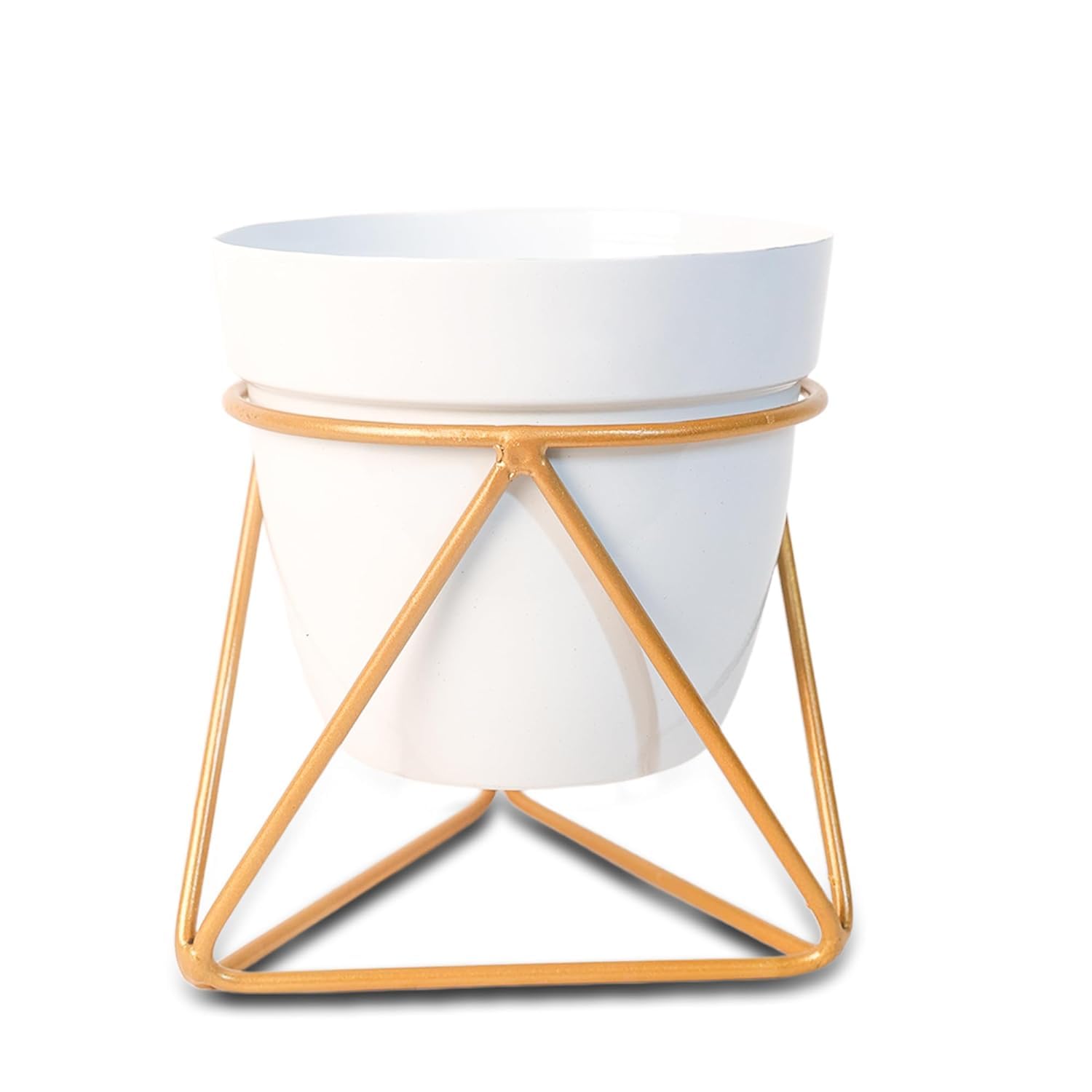 Modern Black & Gold Metal Planter – Stylish Indoor Decor