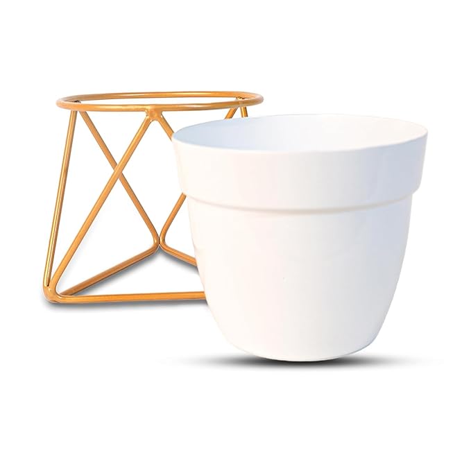 Modern Black & Gold Metal Planter – Stylish Indoor Decor