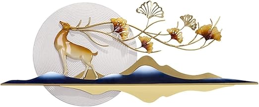 Elegant 3D Metal Wall Art – Golden Deer & Nature Scene