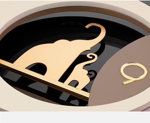 Stylish Wall Clock with Elephant Art – Modern Metal Frame for Living Room & Office Décor