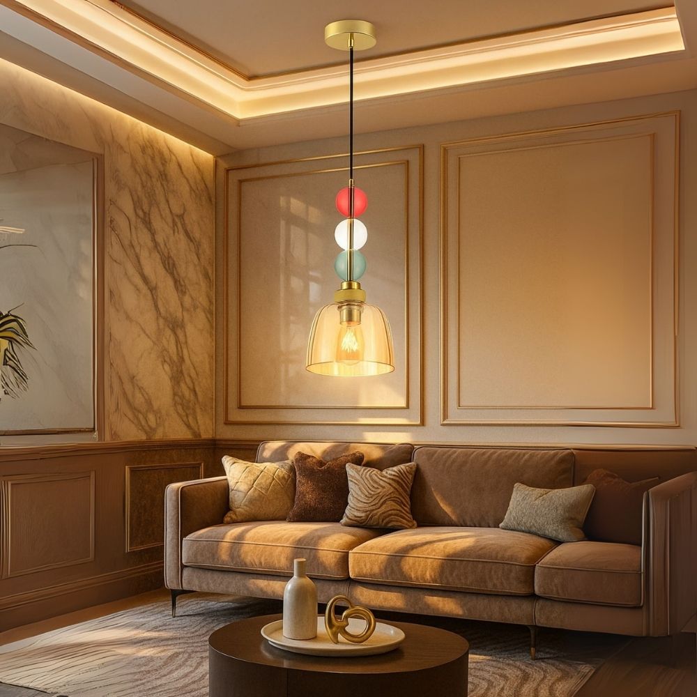 Elegant Glass Pendant Light - Modern Ceiling Hanging Lamp With Colorful Beads