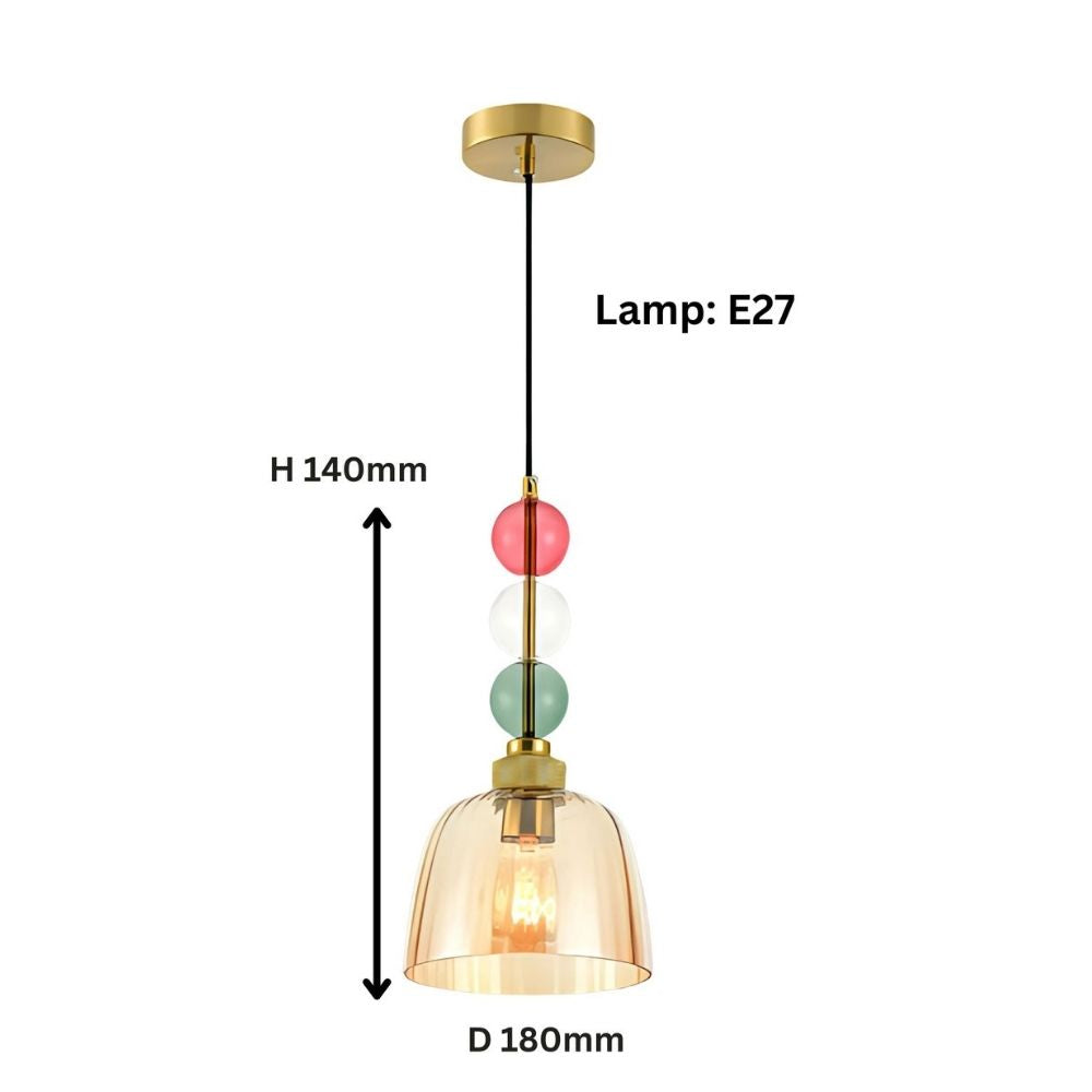 Elegant Glass Pendant Light - Modern Ceiling Hanging Lamp With Colorful Beads