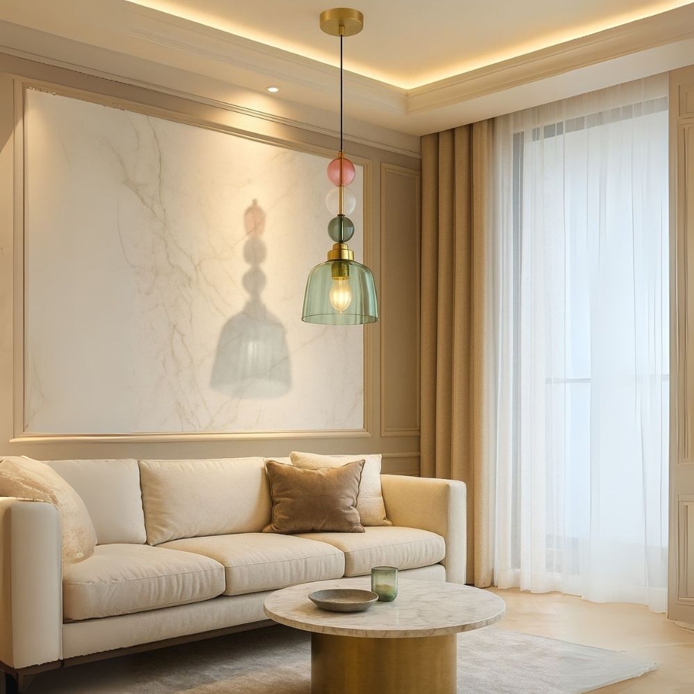 Elegant Glass Pendant Light - Modern Ceiling Hanging Lamp With Colorful Beads