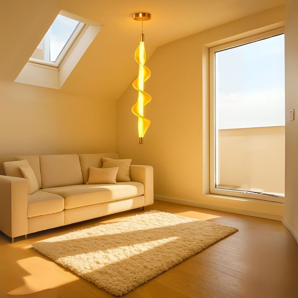 Luxury Spiral Pendant Light - Antique Gold White Acrylic Hanging Lamp