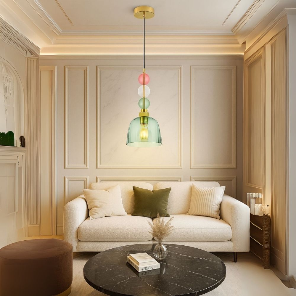 Elegant Glass Pendant Light - Modern Ceiling Hanging Lamp With Colorful Beads