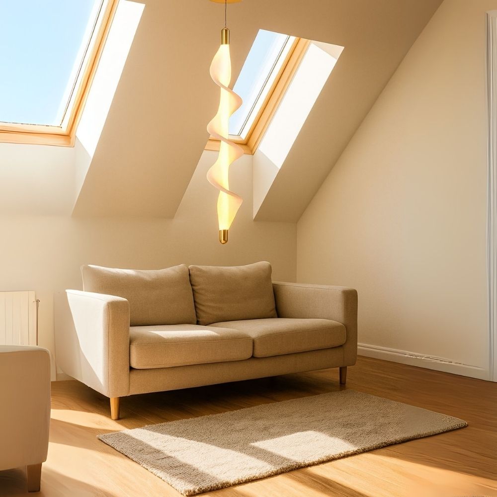 Luxury Spiral Pendant Light - Antique Gold White Acrylic Hanging Lamp