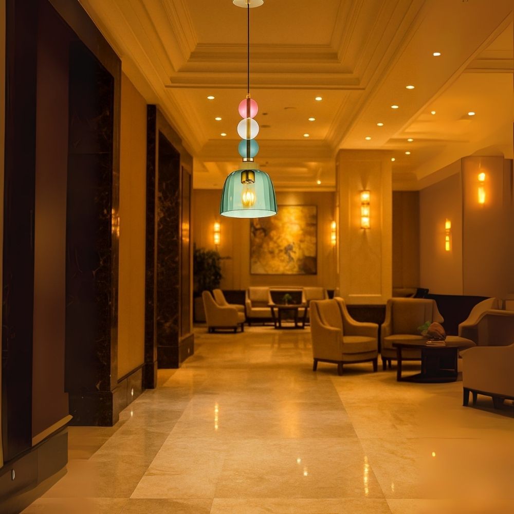 Elegant Glass Pendant Light - Modern Ceiling Hanging Lamp With Colorful Beads