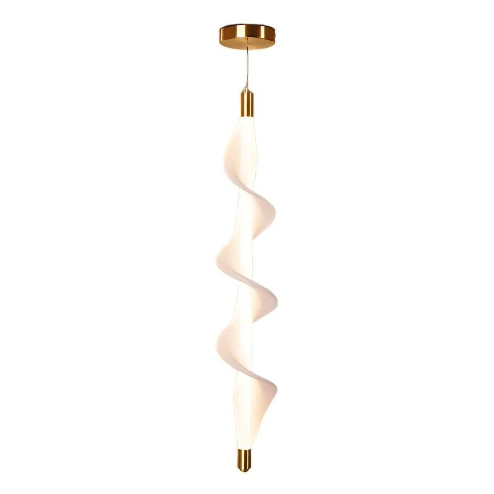 Luxury Spiral Pendant Light - Antique Gold White Acrylic Hanging Lamp