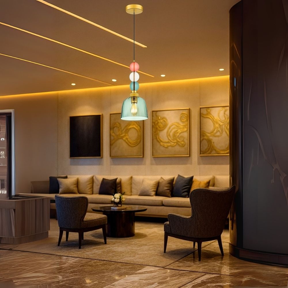 Elegant Glass Pendant Light - Modern Ceiling Hanging Lamp With Colorful Beads